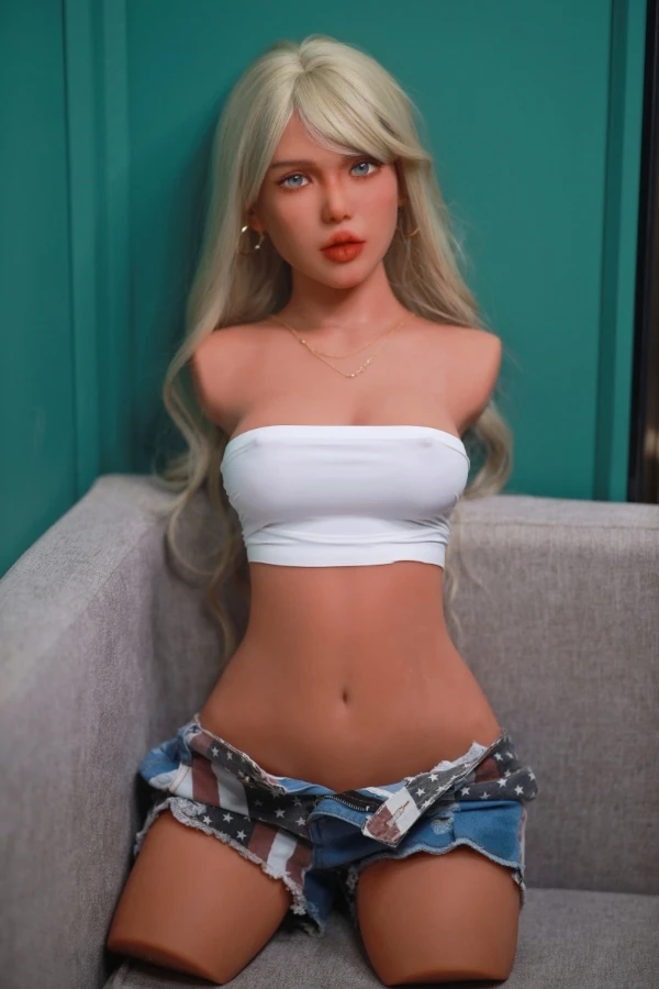 Realistic Blonde Small Breasts Sex Doll Torso With Head Leia 93cm