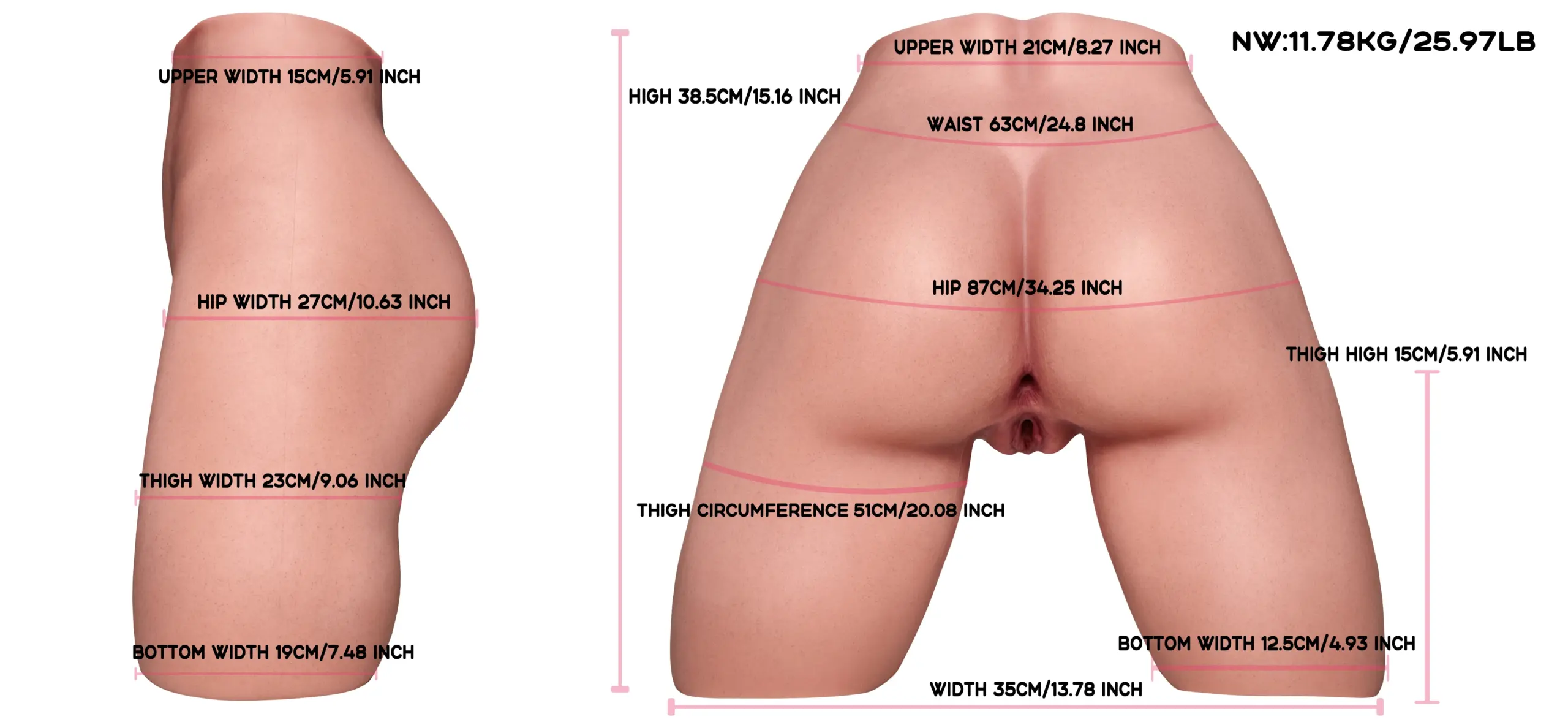 Silicone Sex Doll Butt Torso Mila 22cm