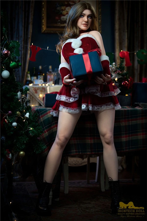 Sexy Curved Christmas Dress Up Silicone Sex Doll Ivy 165cm