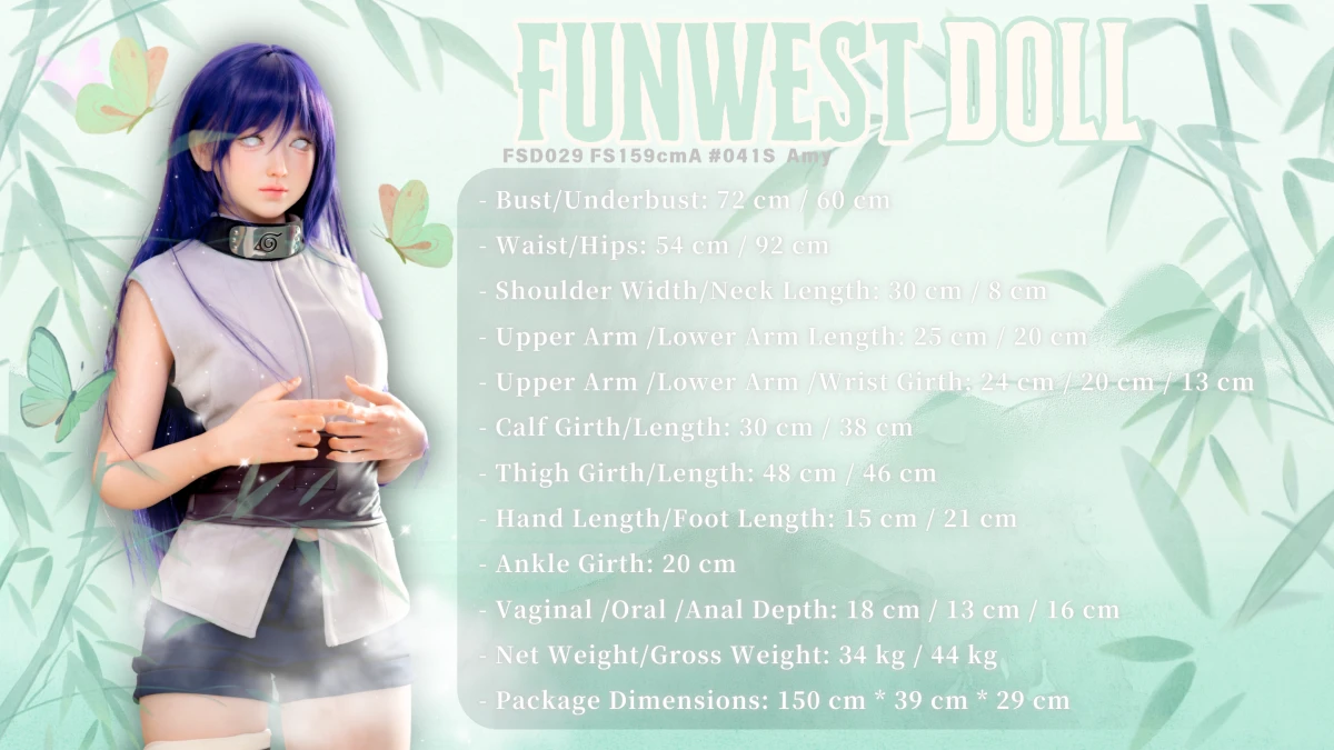 Silicone Anime Naruto Hinata Sex Doll 159cm (Soft Head, Free Clothes)