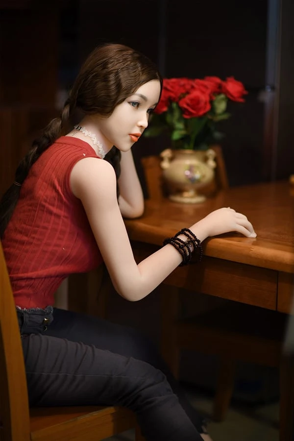 Cute Small Tits Sex Doll Silicone Head Evelyn 170cm